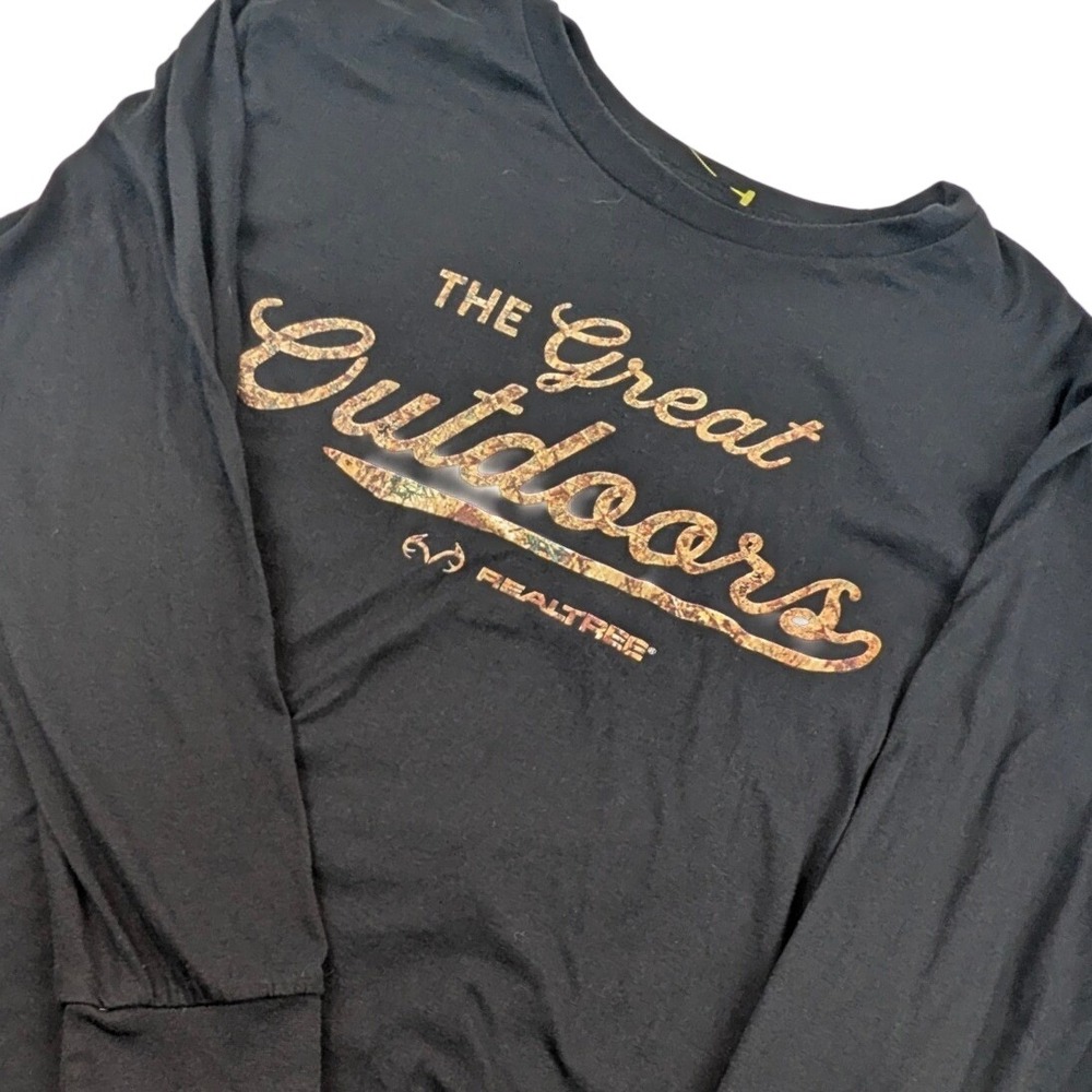 Realtree Mens The Great Outdoors Long Sleeve Graphic Tee Black XL RN 104511